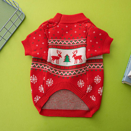 Festive Holiday Pet Sweater - Cozy Knitted Wool Christmas Dog Sweater