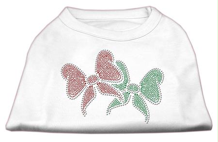 Mirage Pet Products 52-25-19 MDWT Christmas Bows Rhinestone Shirt Whit