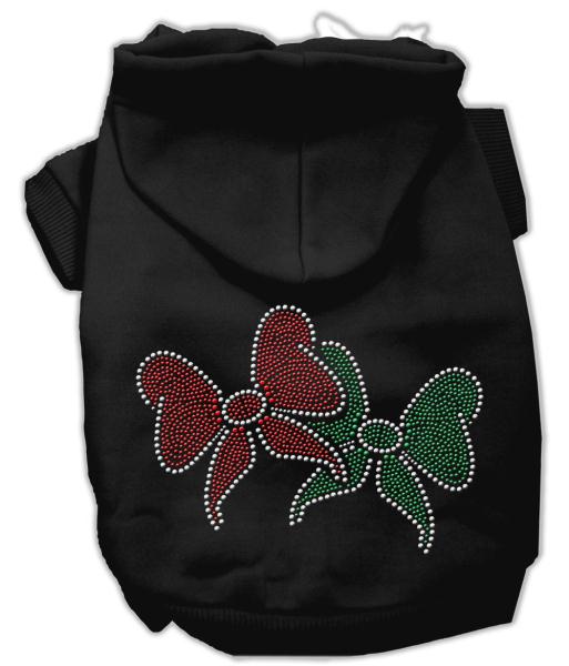 Mirage Pet Products 54-25-19 XSBK Christmas Bows Rhinestone Hoodie Bla
