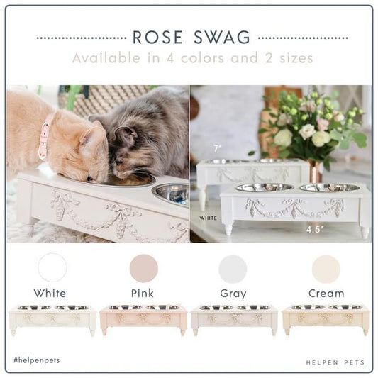 Rose Swag Elevated Pet Bowl / Feeder