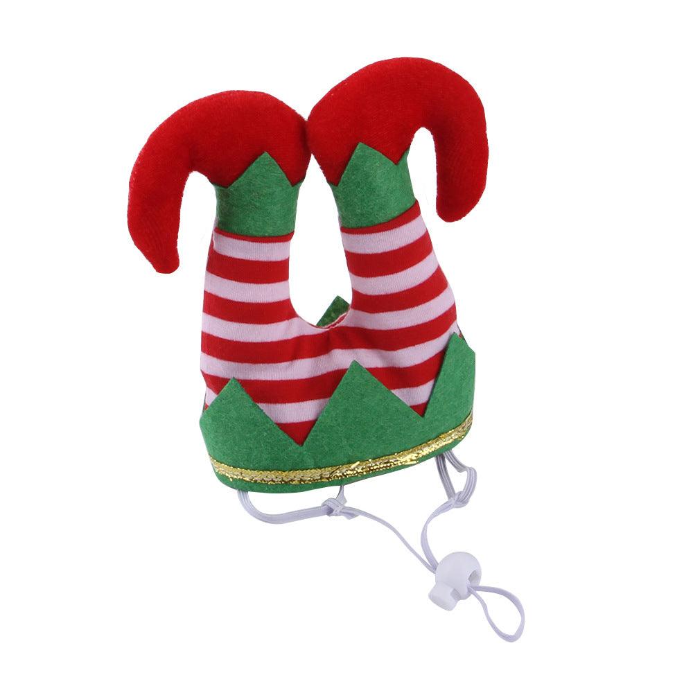 Pet Christmas Dress Up Set: Festive Hat And Funny Striped Clown
