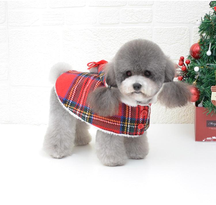 Festive Knitted Turtleneck Dog Sweater - Cozy Christmas Red Plaid Pet