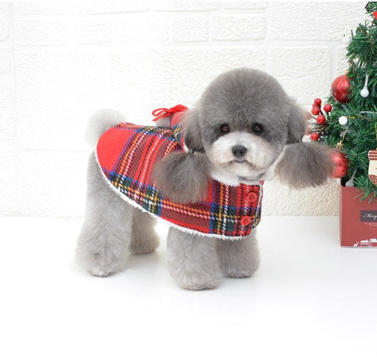 Festive Knitted Turtleneck Dog Sweater - Cozy Christmas Red Plaid Pet