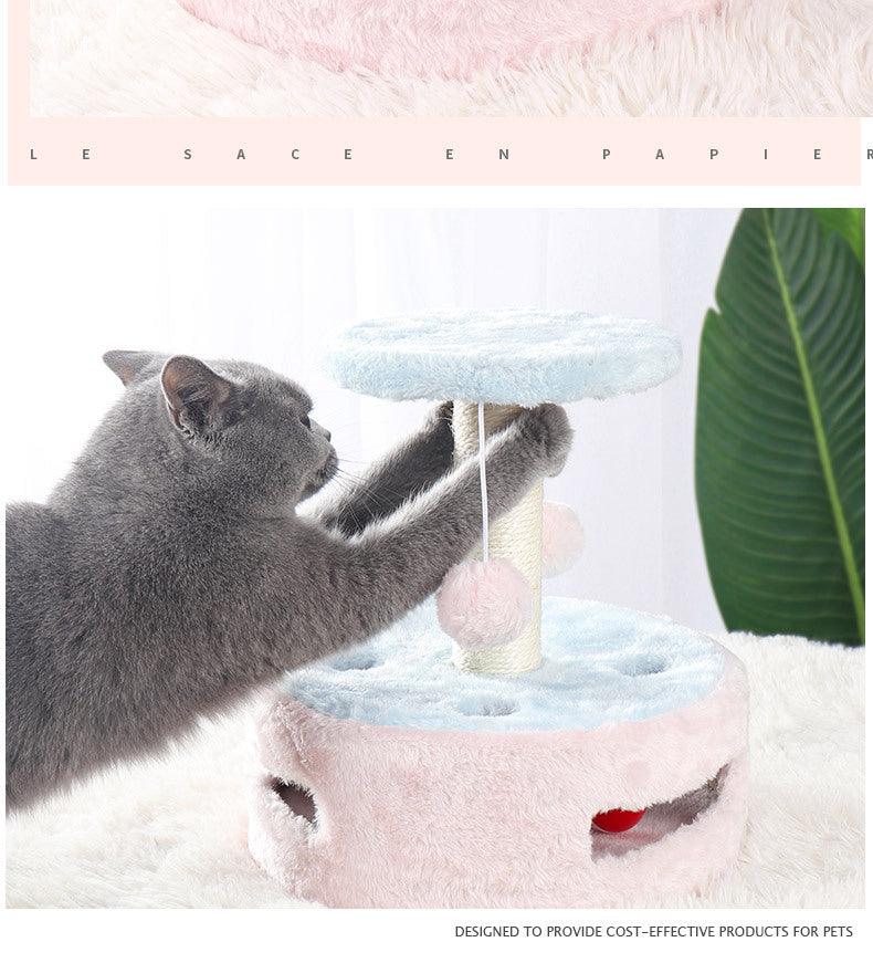 Multifunctional Kitty Haven: Plush Cat Climbing Frame With Scratching