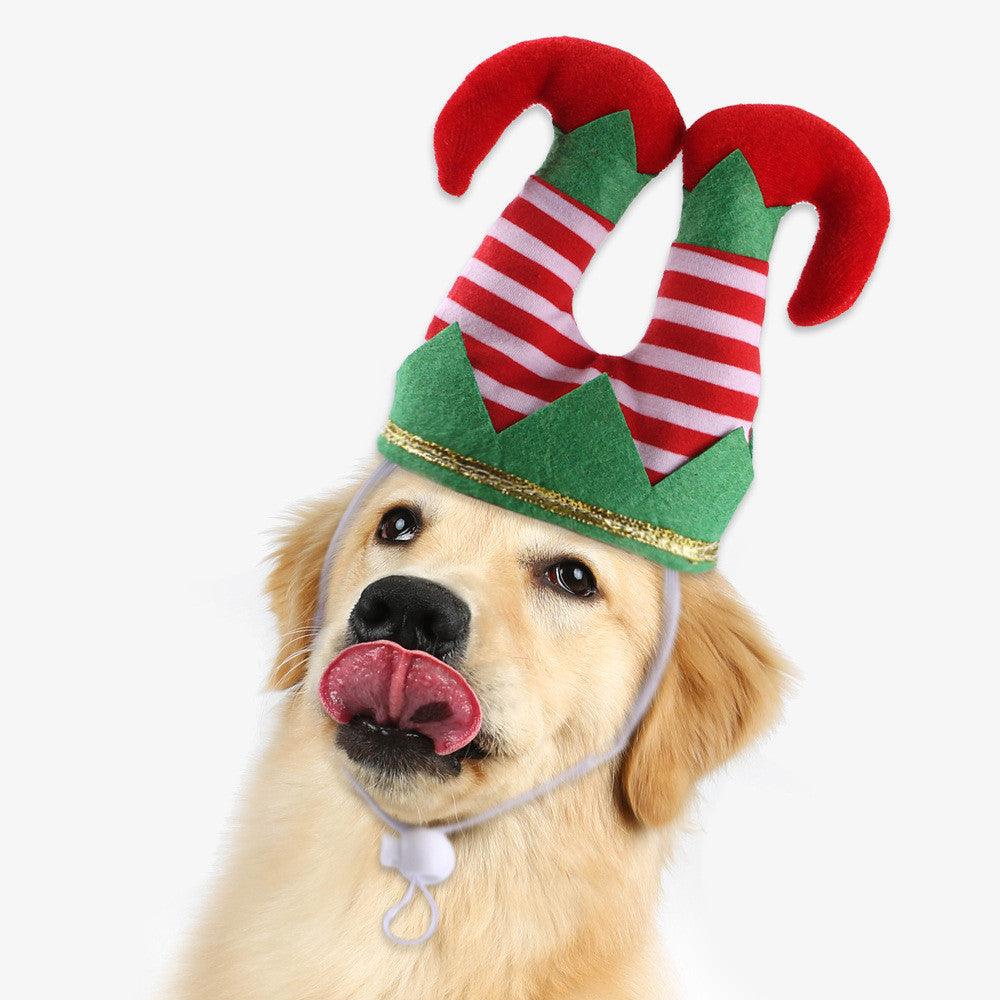 Pet Christmas Dress Up Set: Festive Hat And Funny Striped Clown