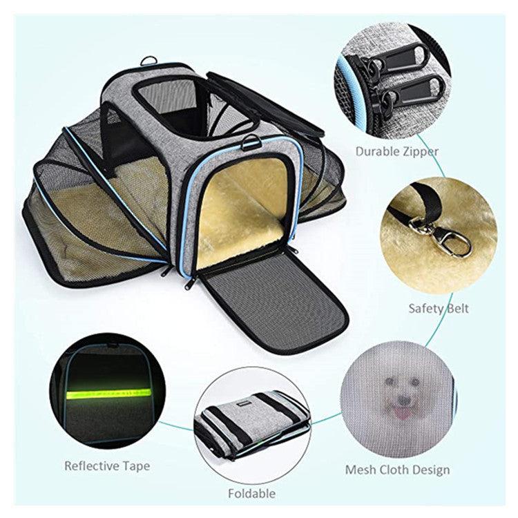 Pet Travel Haven: Expandable And Reflective Cat Carrier For Safe And