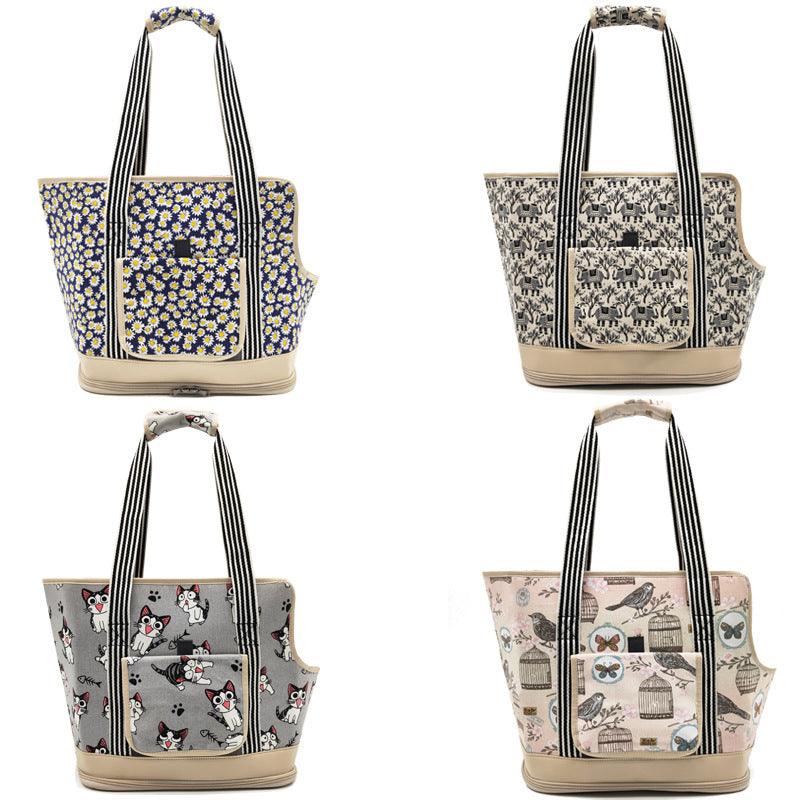 Portable Pet Travel Shoulder Bag With Breathable Mesh - Stylish And