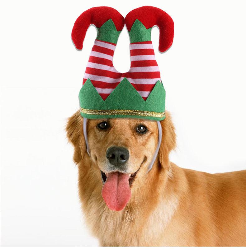 Pet Christmas Dress Up Set: Festive Hat And Funny Striped Clown