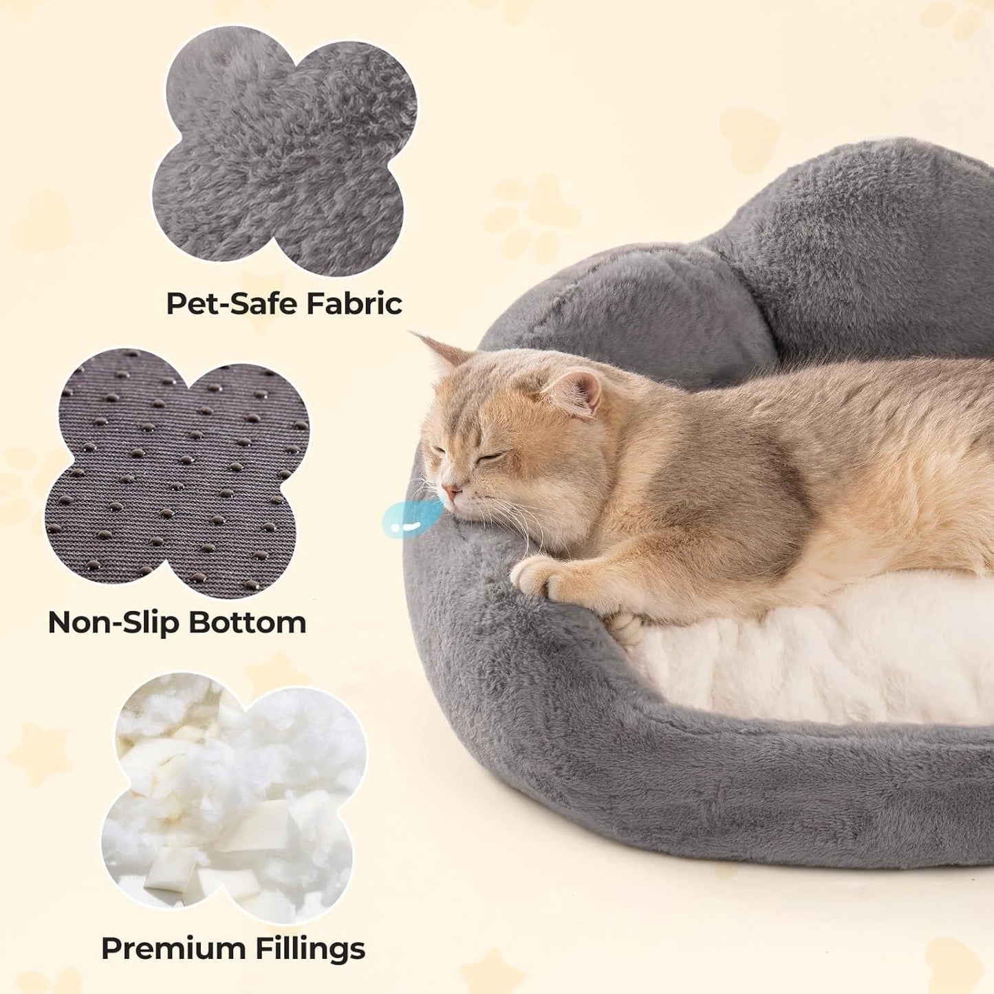 MEWOOFUN Cat Bed And Small Dog Bed, Fluffy Dog Bed Washable Cat Couch