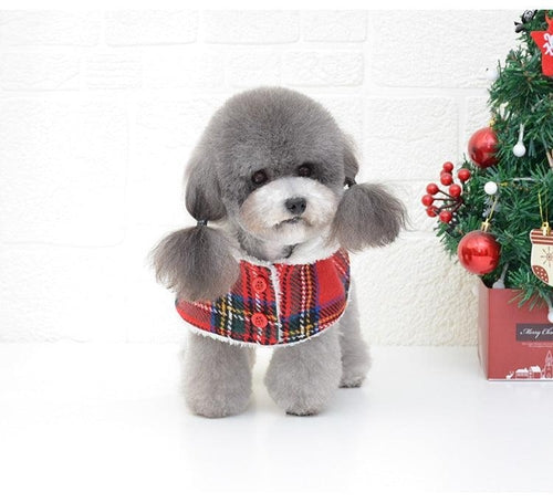 Festive Knitted Turtleneck Dog Sweater - Cozy Christmas Red Plaid Pet