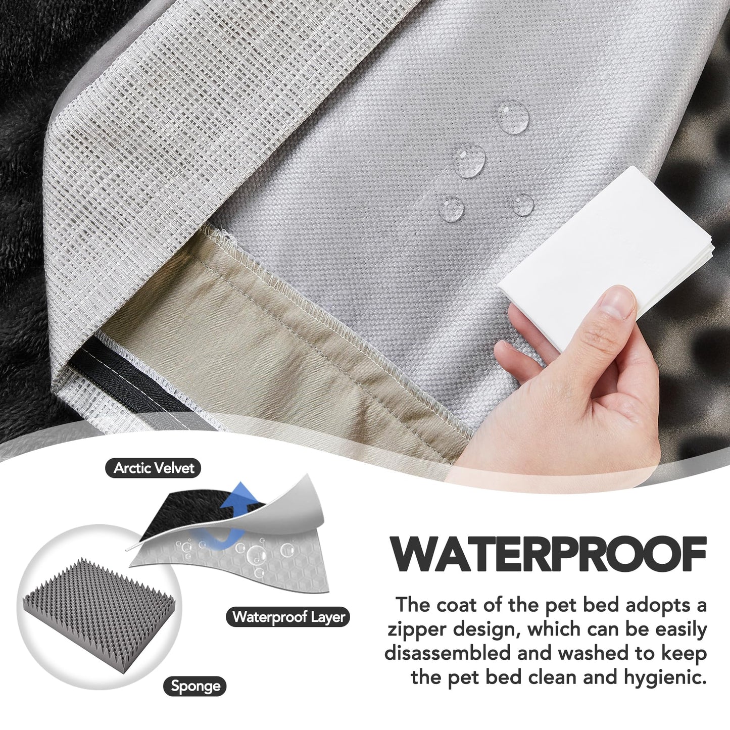 Orthopedic Dog Bed with Washable Cover, Dark Grey