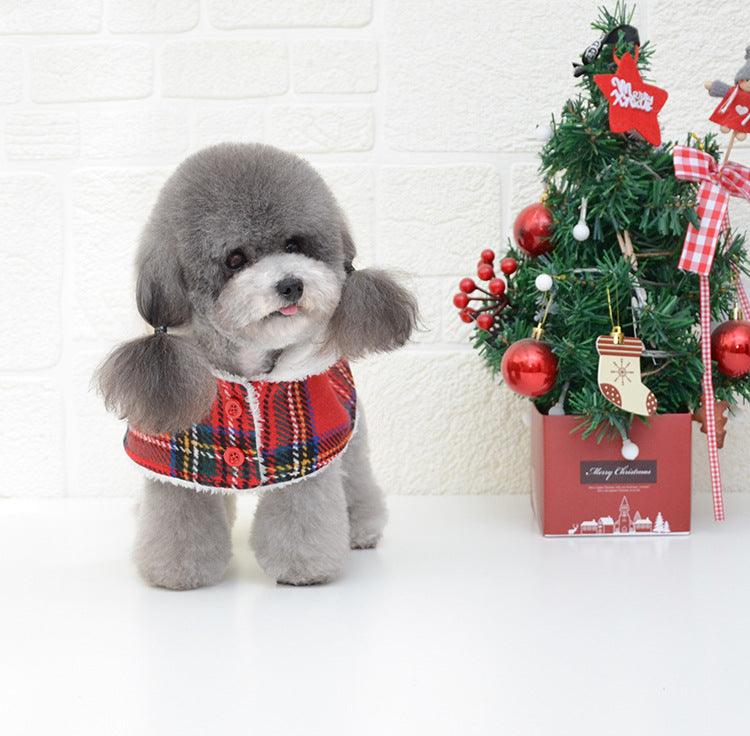 Festive Knitted Turtleneck Dog Sweater - Cozy Christmas Red Plaid Pet