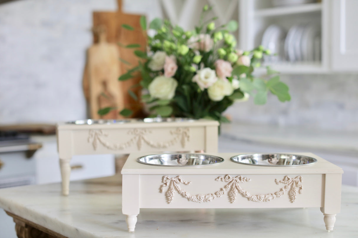 Rose Swag Elevated Pet Bowl / Feeder