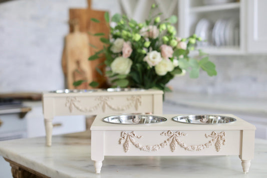 Rose Swag Elevated Pet Bowl / Feeder