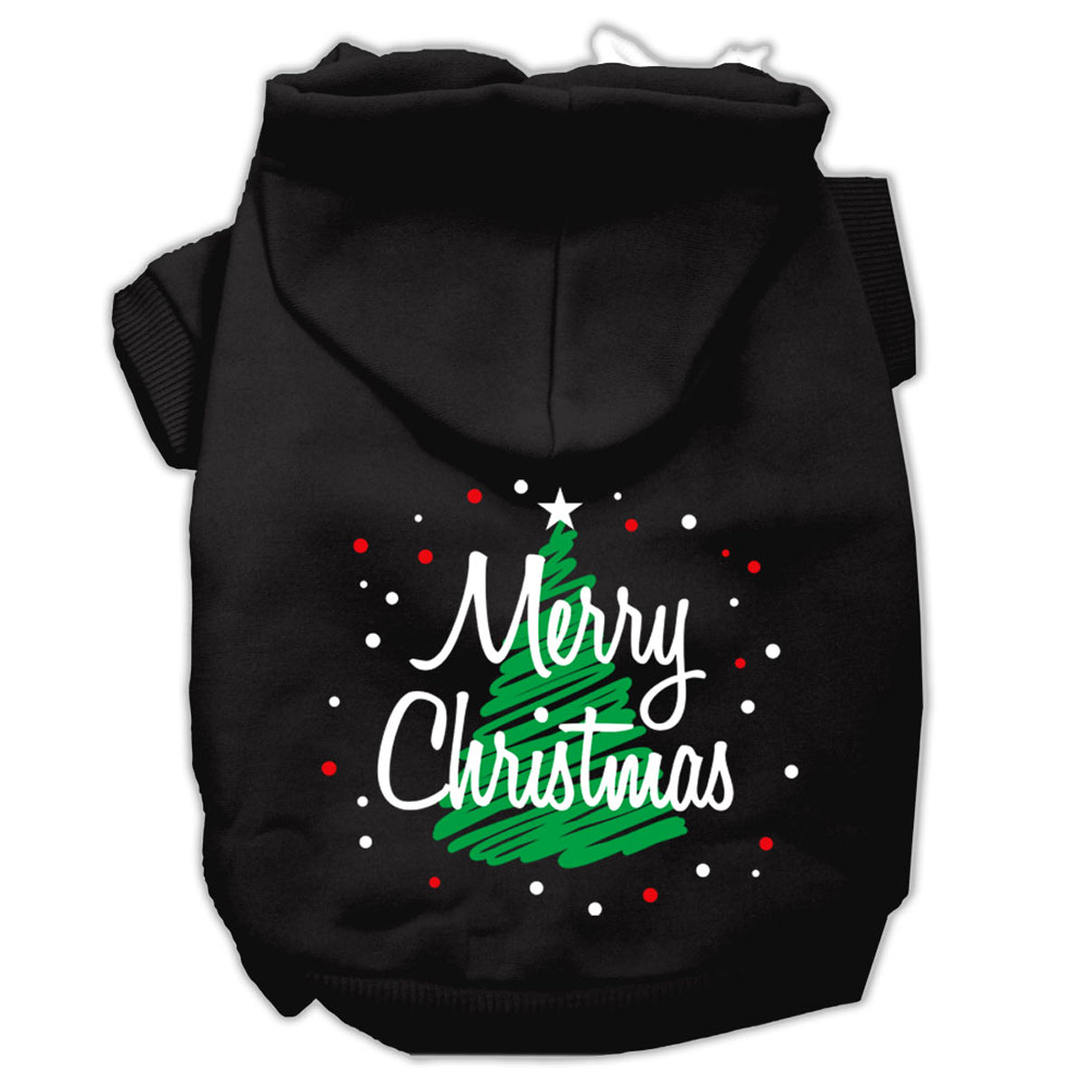 Mirage 62-25-15 XSBK Scribbled Merry Christmas Dog Hoodie, Black -