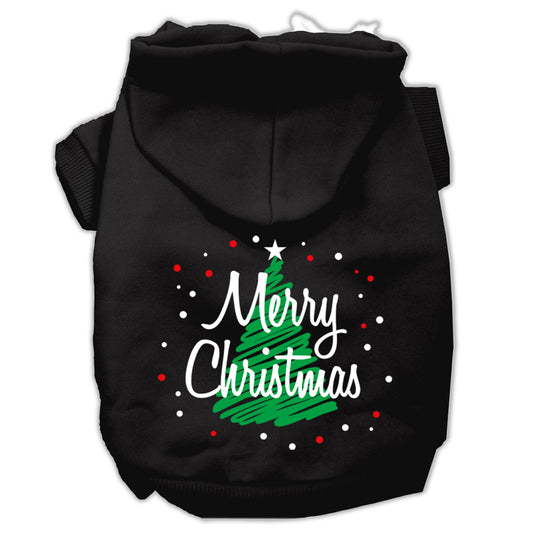 Mirage 62-25-15 XSBK Scribbled Merry Christmas Dog Hoodie, Black -