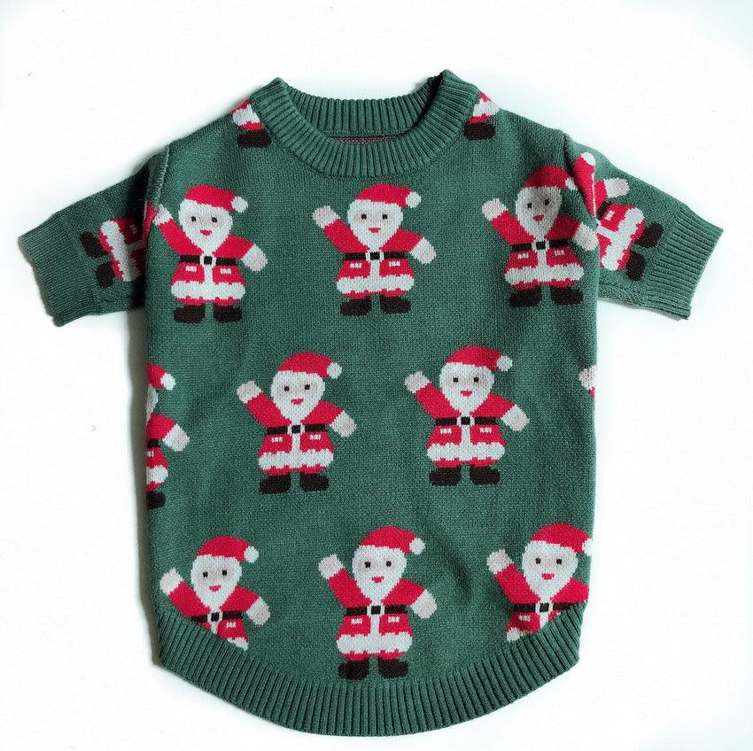 Schnauzer Teddy Winter Christmas Sweater - Festive Santa Claus Green