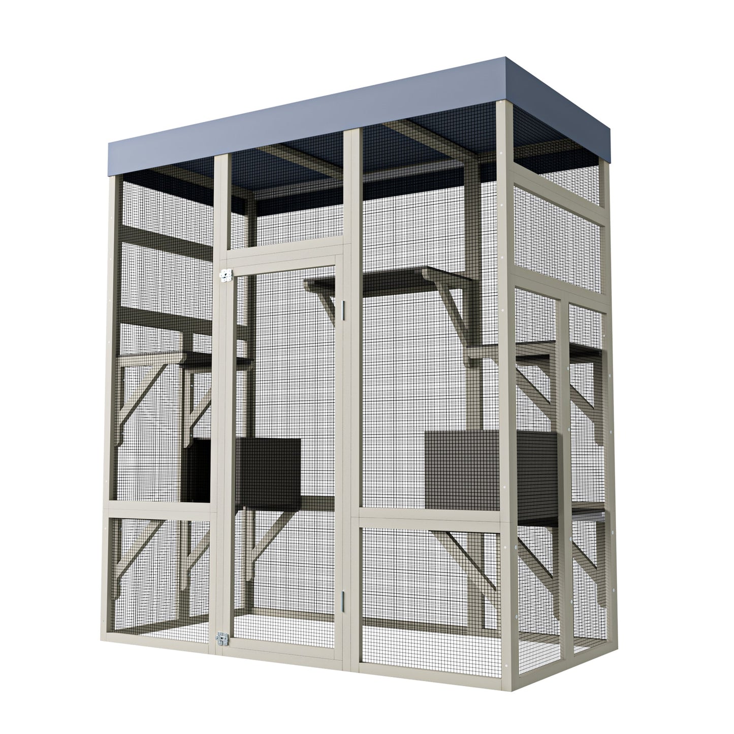 62.6' Outdoor Wooden Catio for Cats, Large Cat Enclosure with