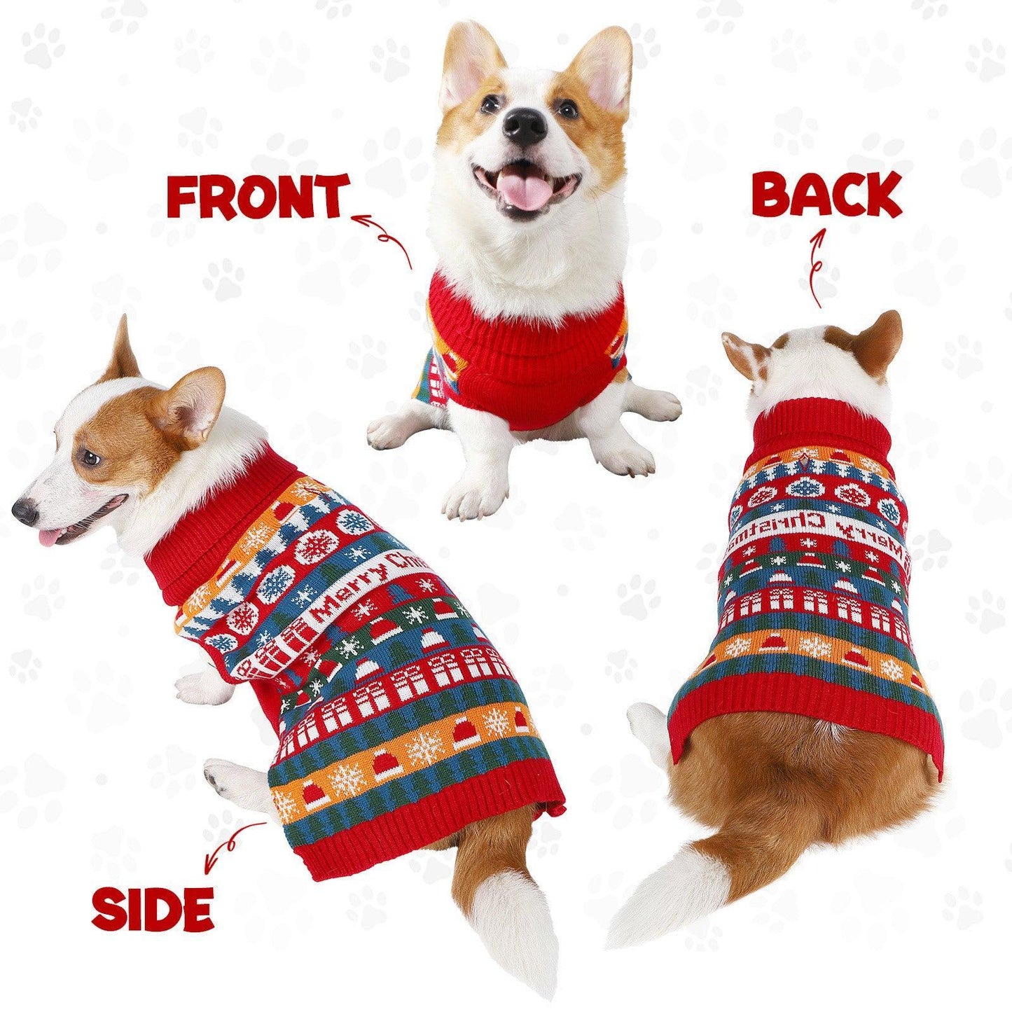 Cozy Festive Red Pet Sweater For Autumn & Christmas