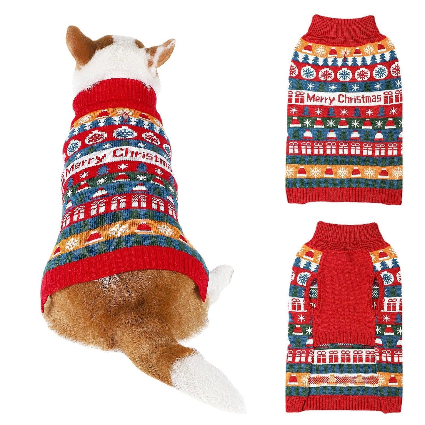 Cozy Festive Red Pet Sweater For Autumn & Christmas