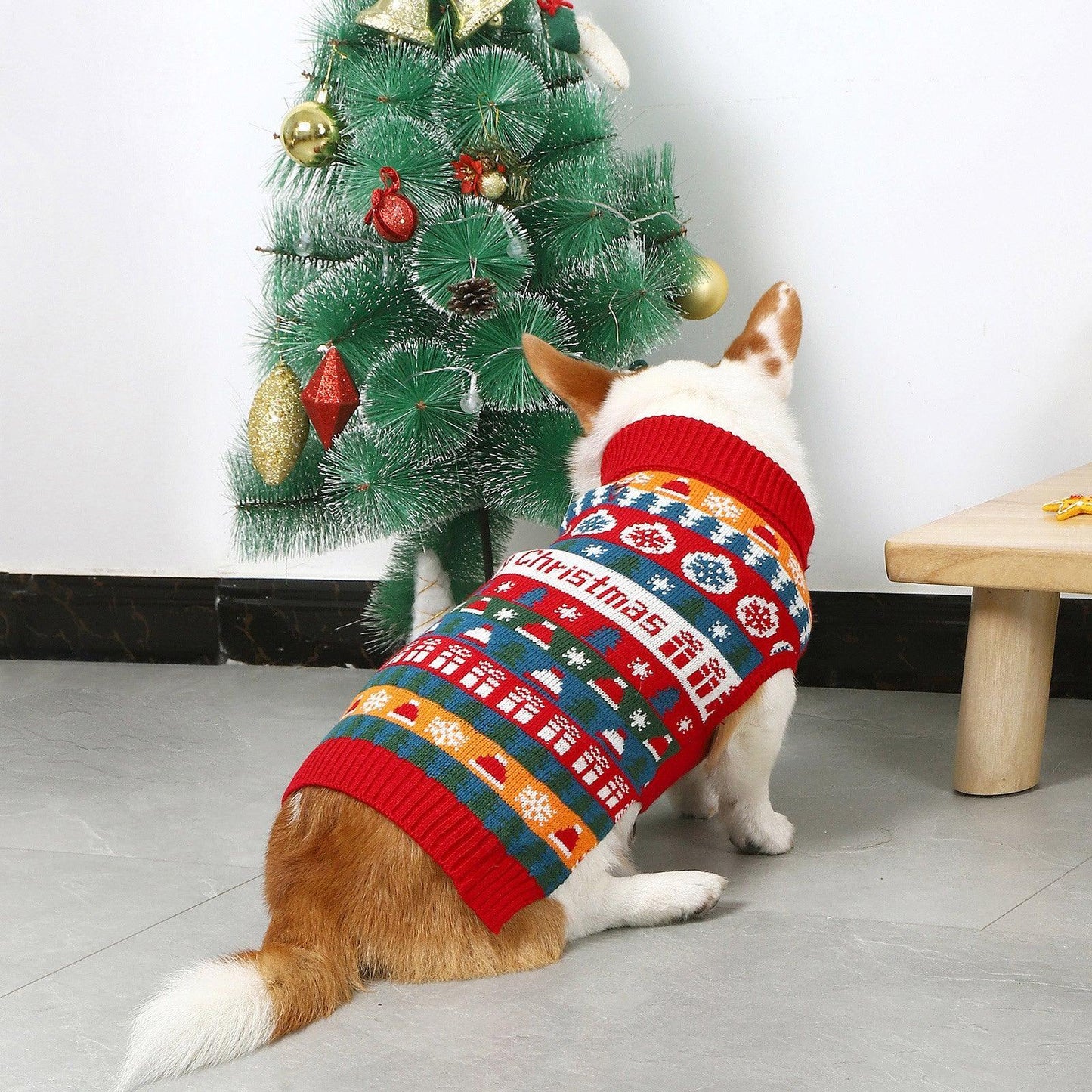 Cozy Festive Red Pet Sweater For Autumn & Christmas
