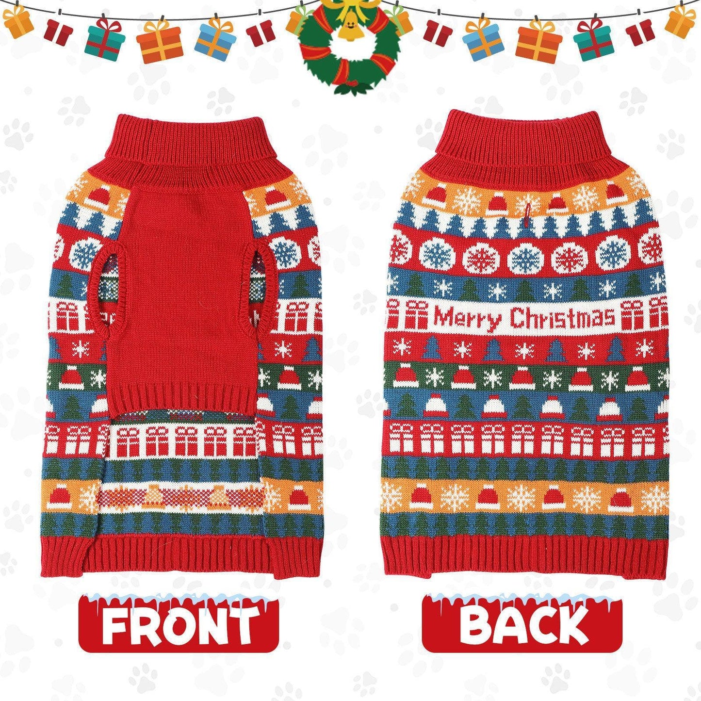 Cozy Festive Red Pet Sweater For Autumn & Christmas