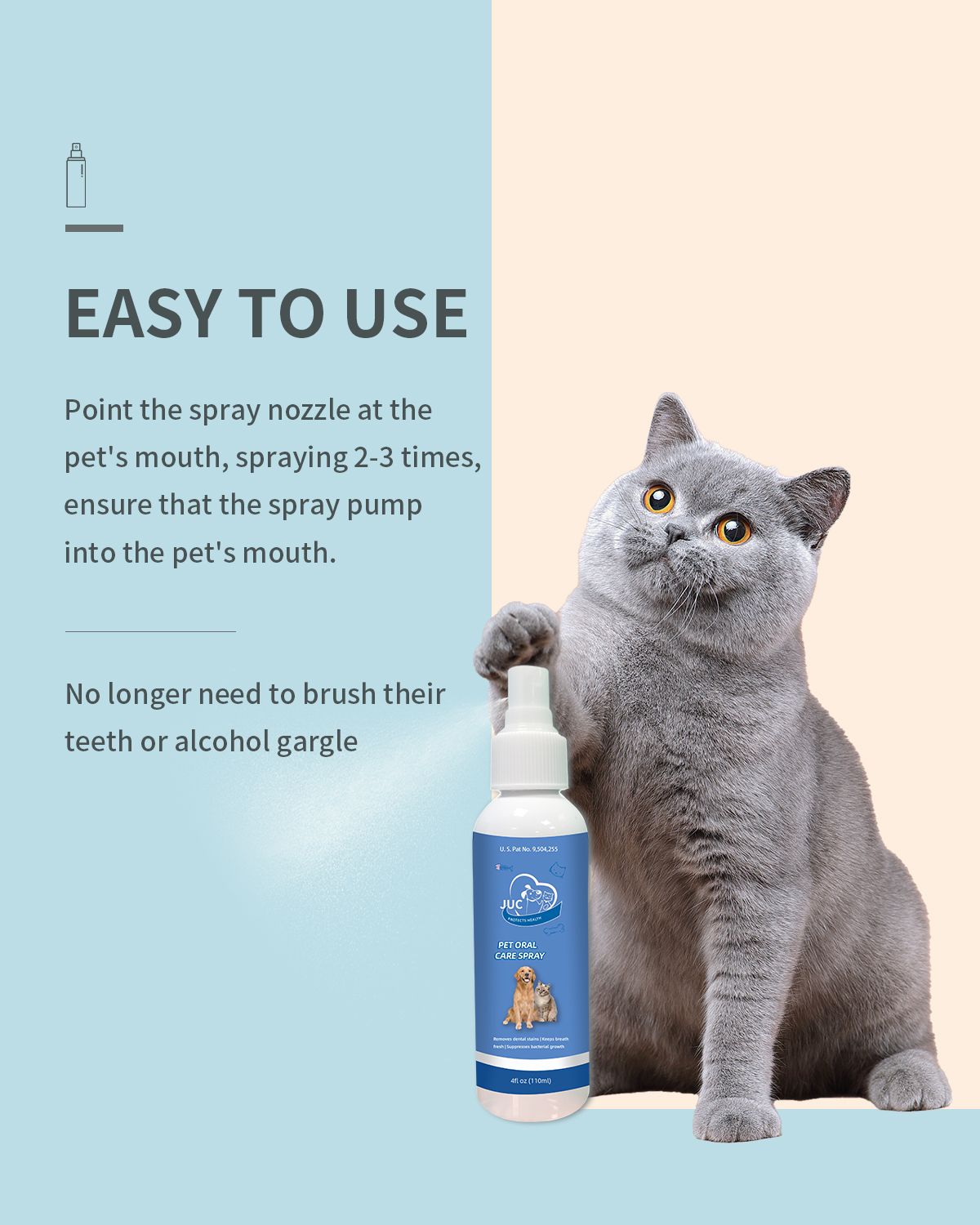 Dog Breath Freshener for Dogs & Cats Teeth Cleaning Spray Dog Bad