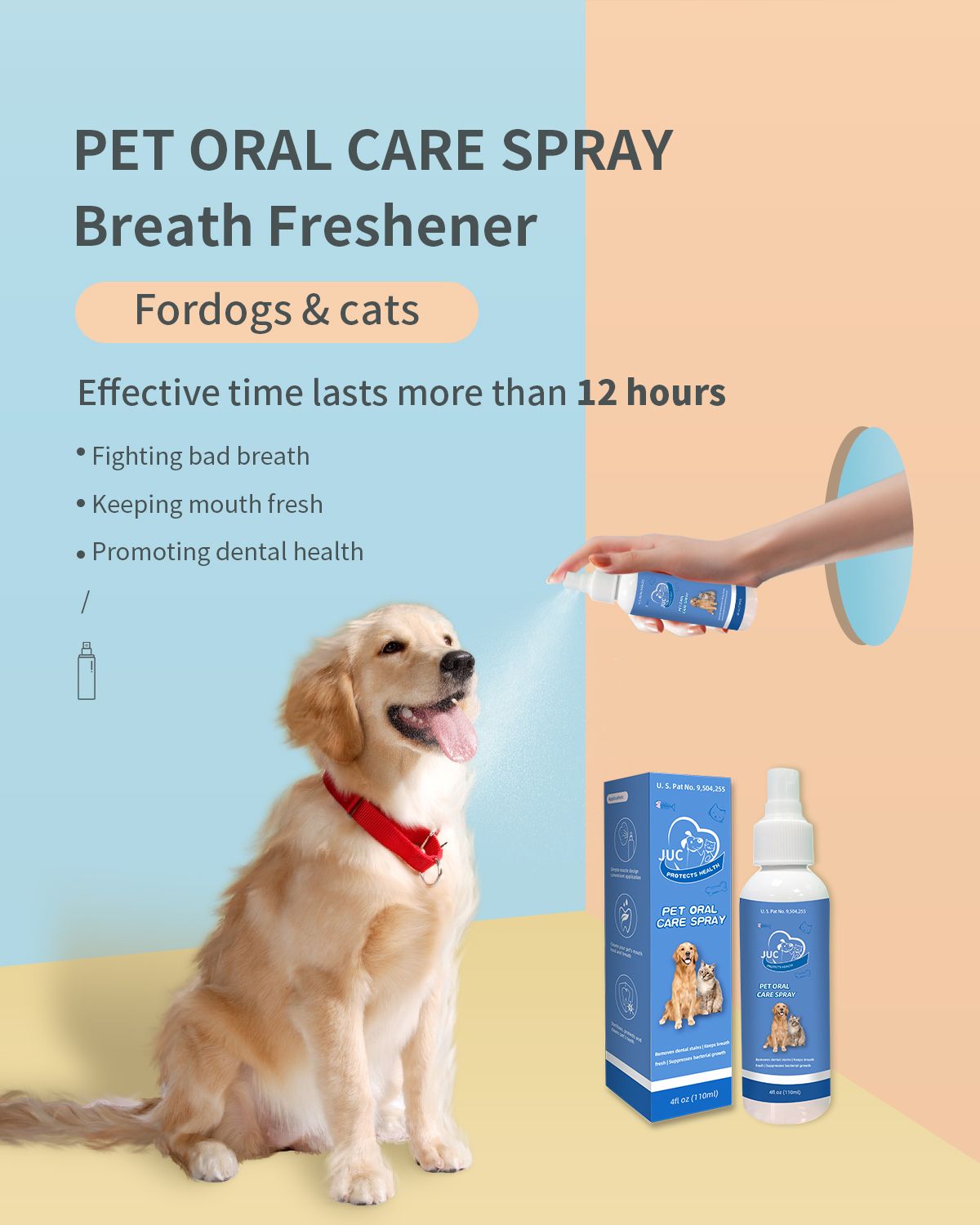 Dog Breath Freshener for Dogs & Cats Teeth Cleaning Spray Dog Bad