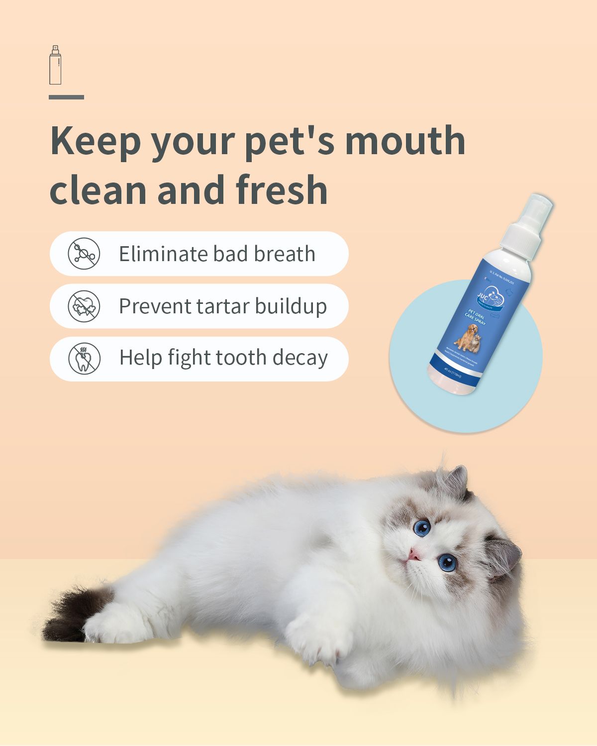 Dog Breath Freshener for Dogs & Cats Teeth Cleaning Spray Dog Bad