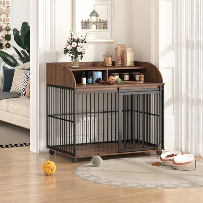 44'' heavy duty large dog crate furniture
