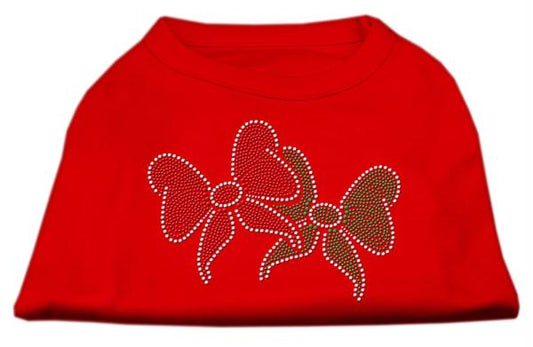 Mirage Pet Products 52-25-19 XLRD Christmas Bows Rhinestone Shirt Red