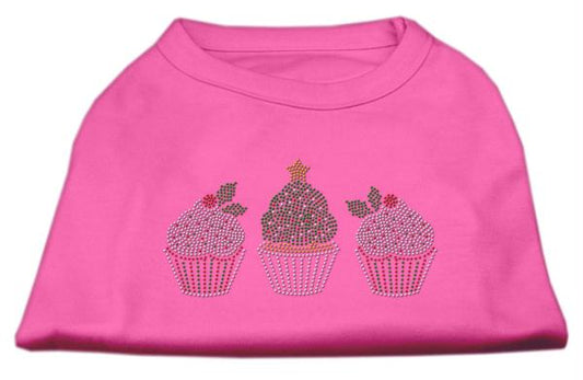Christmas Cupcakes Rhinestone Shirt Bright Pink S - 10