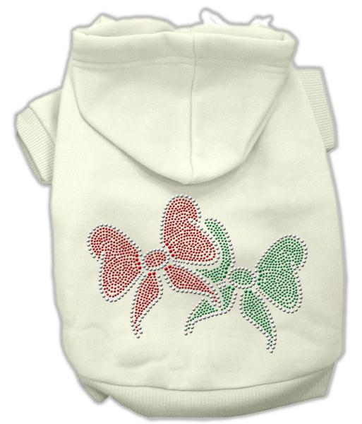 Christmas Bows Rhinestone Hoodie Cream S - 10
