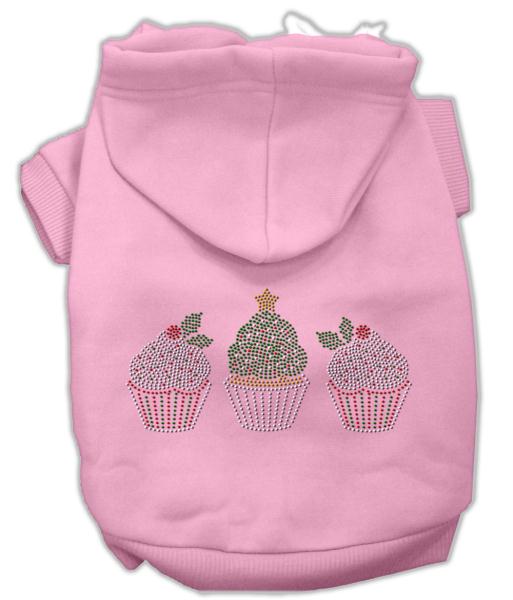 Christmas Cupcakes Rhinestone Hoodie Pink M - 12