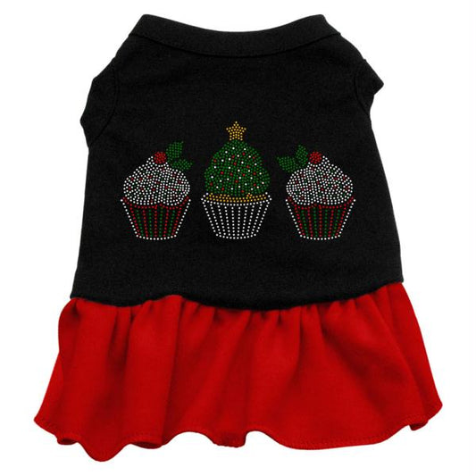 Mirage Pet Products 58-39 XLBKRD Christmas Cupcakes Rhinestone Dress B